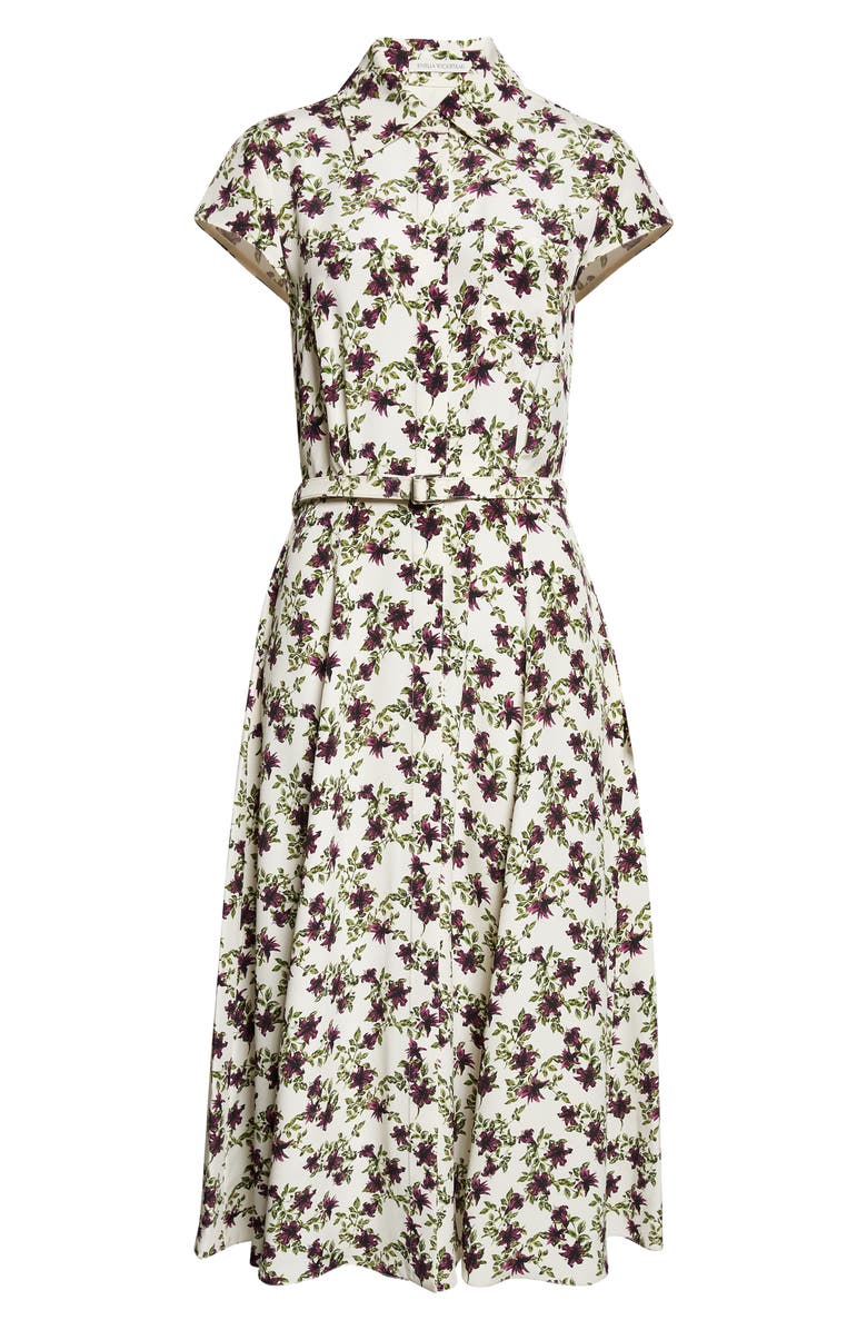Emilia Wickstead Isabeli Print Silk Crepe Midi Dress, Alternate, color, Lillies Purple/ Olive On Ivor