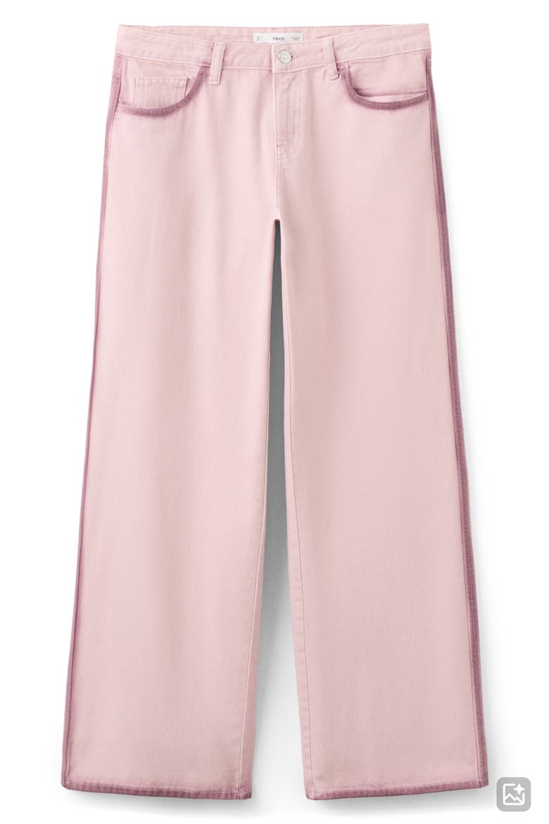Contrast Trim Wide Leg Jeans, Alternate, color, PALE PINK