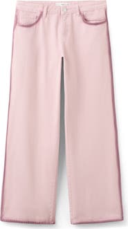 MANGO TEEN Contrast Trim Wide Leg Jeans