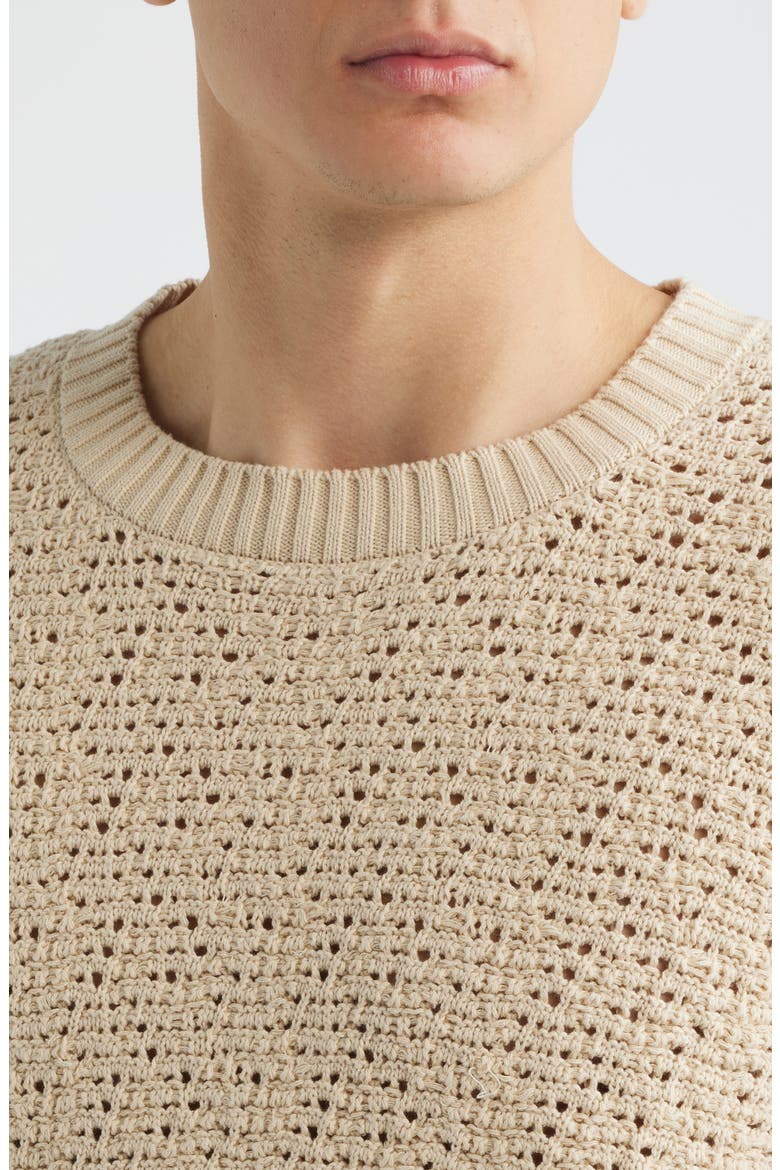 Open Stitch Cotton Sweater, Alternate, color, LIGHT STONE