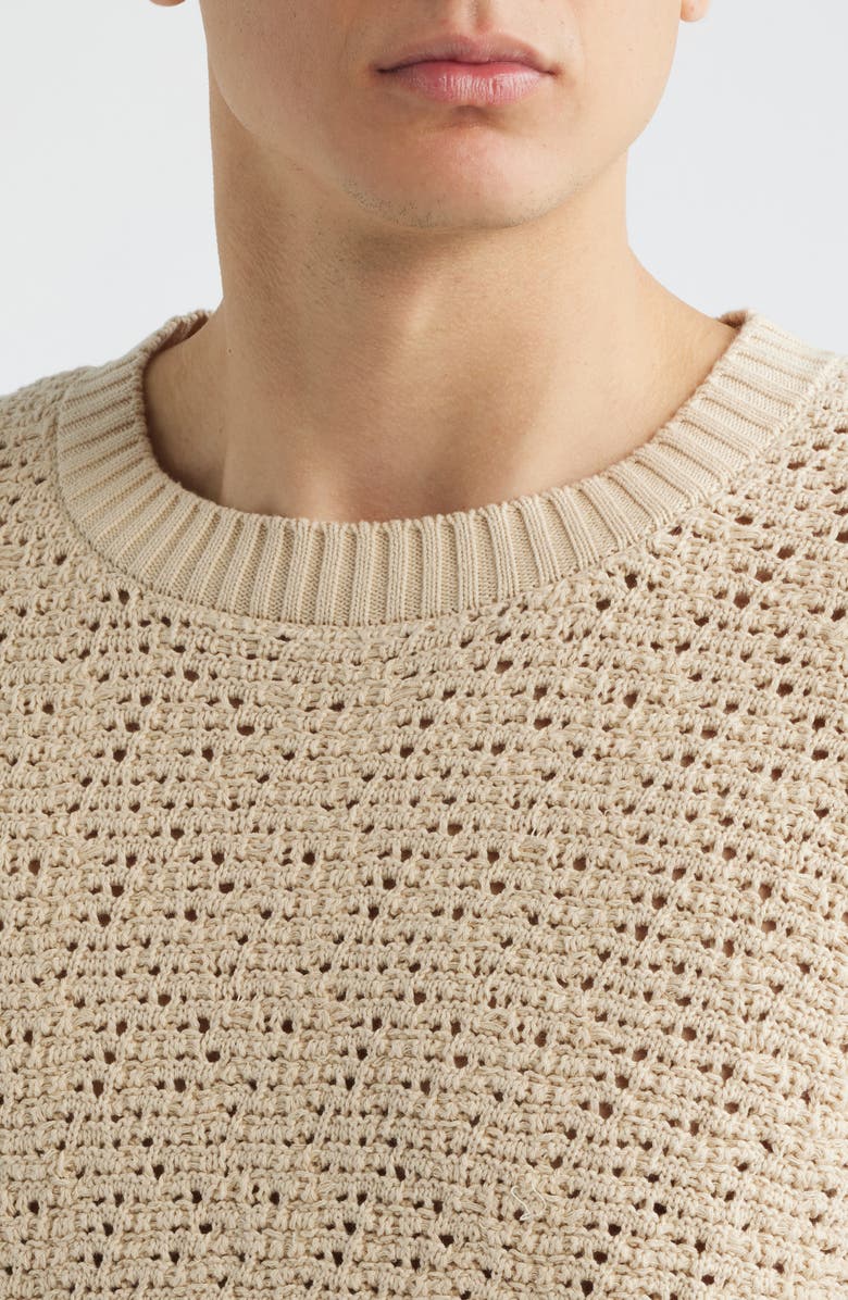 FRAME Open Stitch Cotton Sweater, Alternate, color, Light Stone