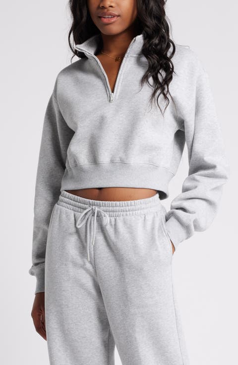 Quarter Zip Fleece Detail Sweatshirt