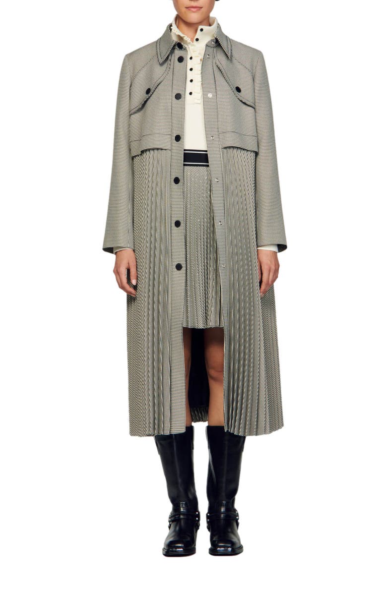 ジャケット・アウター SANDRO Long Houndstooth Coatigan SANDRO Houndstooth trench coat | Nordstrom