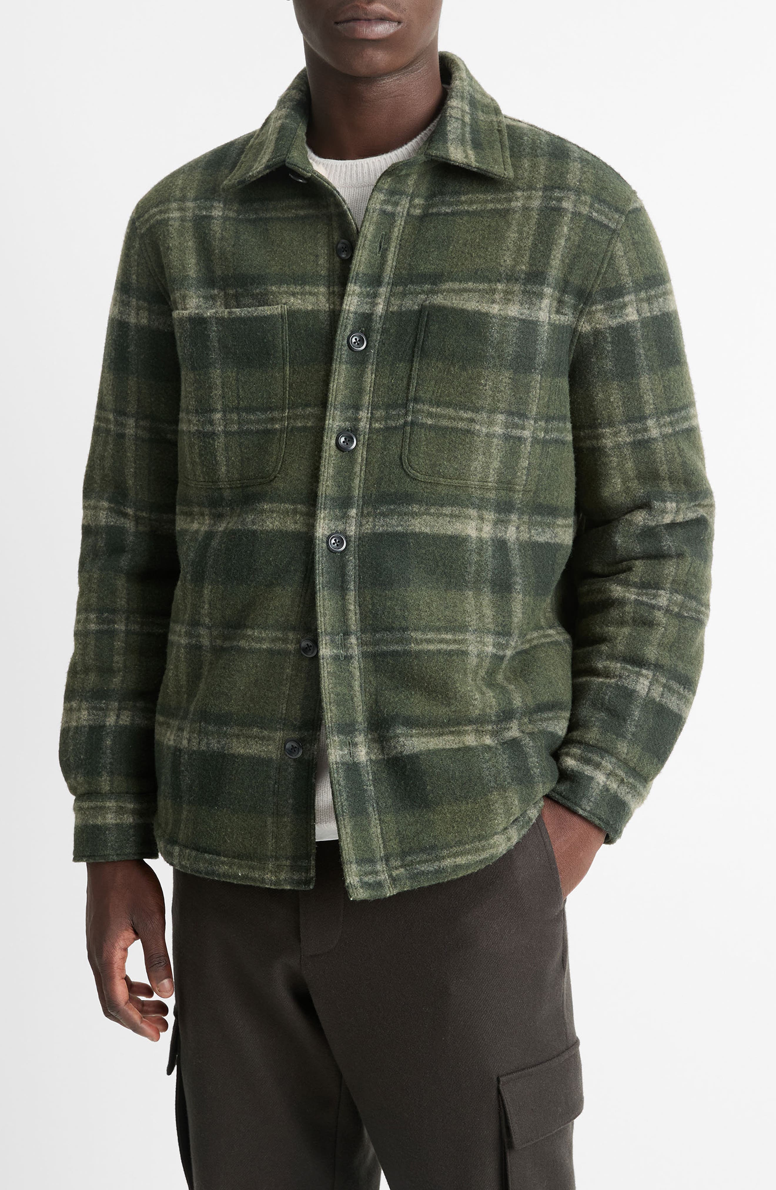 Vince Plaid Fleece Lined Shirt Jacket