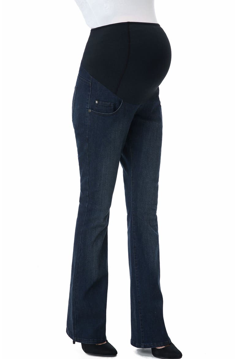 Maternity Stretch Flare Leg Denim Jeans, Alternate, color, Dark Indigo