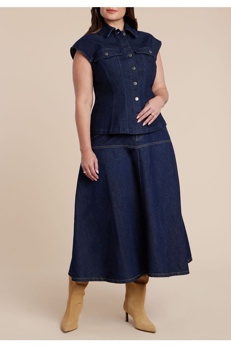 Structured Denim Vest, Alternate, color, DARK WASH