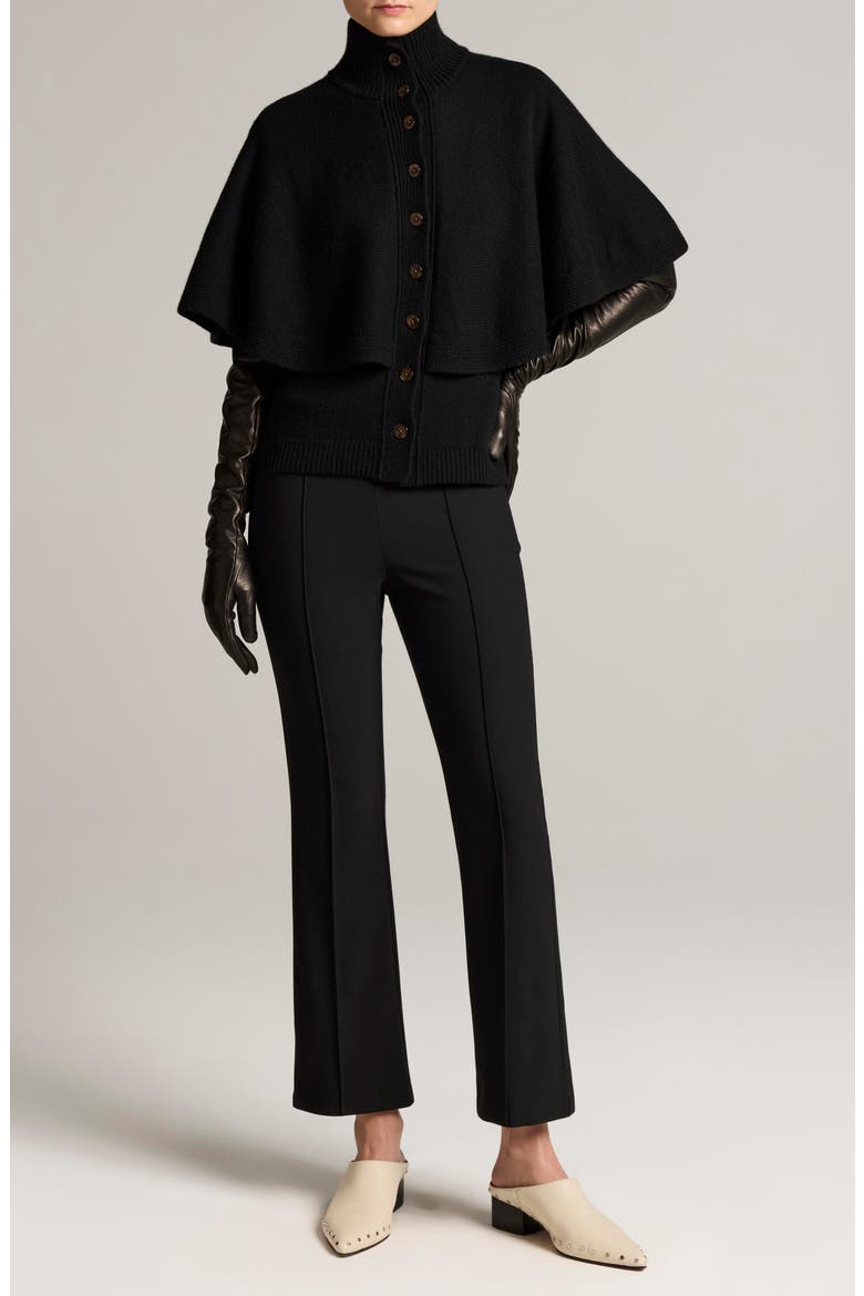 Turtleneck Cape Cardigan, Alternate, color, BLACK