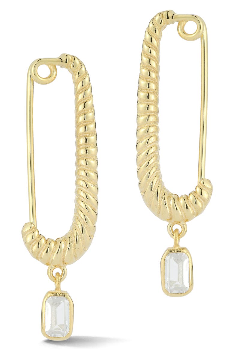 Cubic Zirconia Drop Earrings, Main, color, GOLD