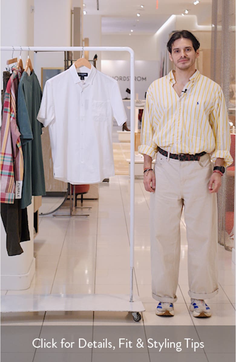 Leeward Solid Stretch Performance Short Sleeve Button-Up Shirt, sales video thumbnail