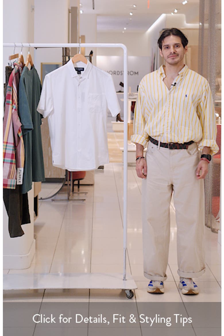 Leeward Solid Stretch Performance Short Sleeve Button-Up Shirt video