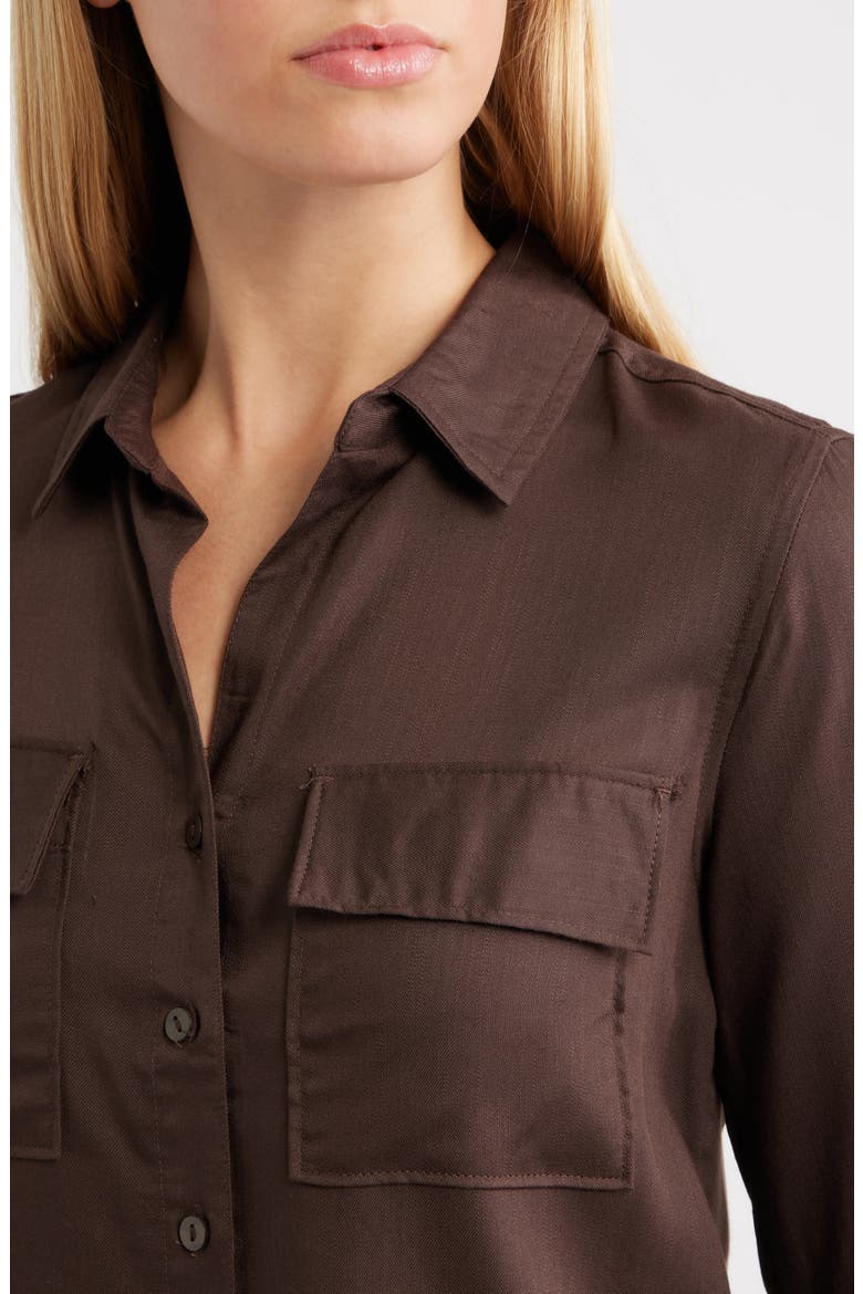 Felicity Button-Up Shirt, Alternate, color, HOT FUDGE