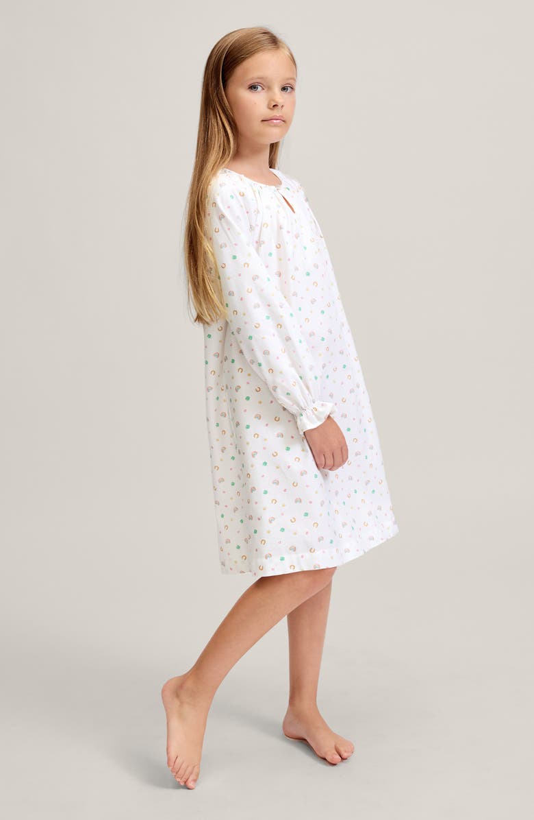 Petite Plume Delphine Good Luck Charms Nightgown, Main, color, White