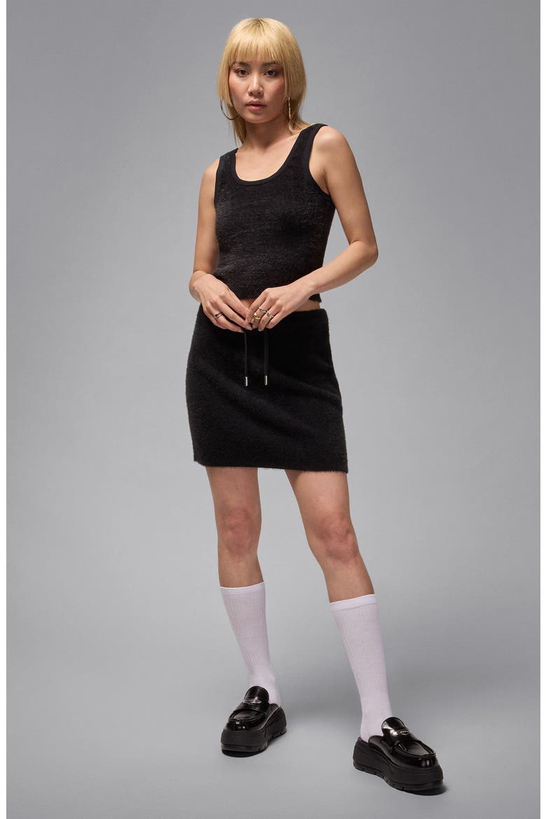 Air Drawstring Waist Sweater Skirt, Alternate, color, BLACK/ DARK SMOKE GREY/ BLACK