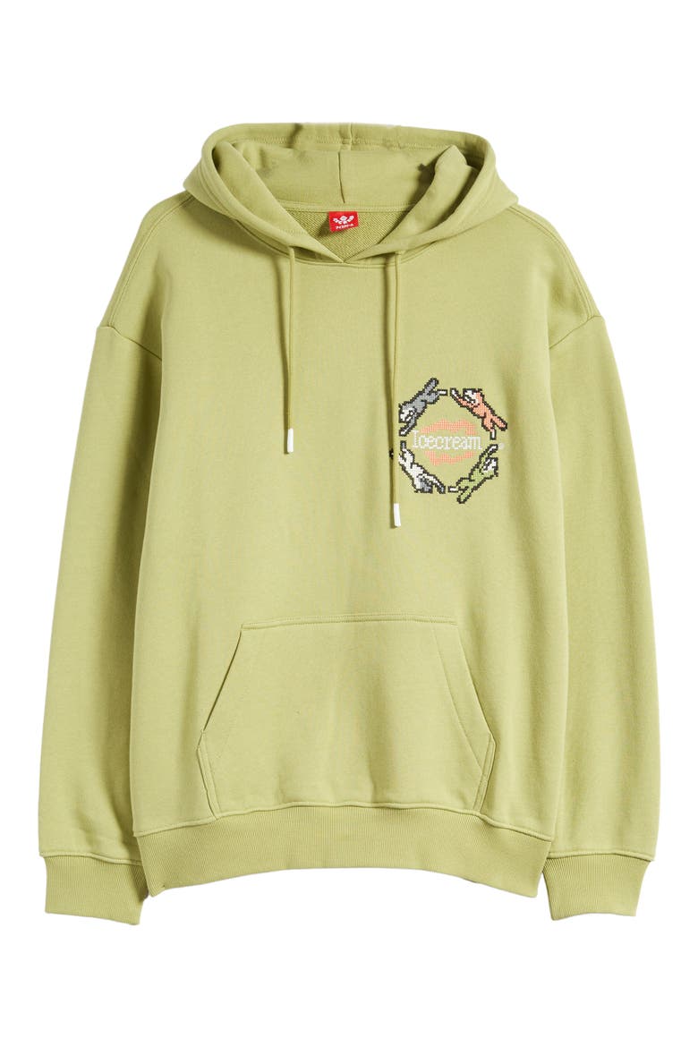 Embroidered Cotton Graphic Hoodie, Alternate, color, FERN