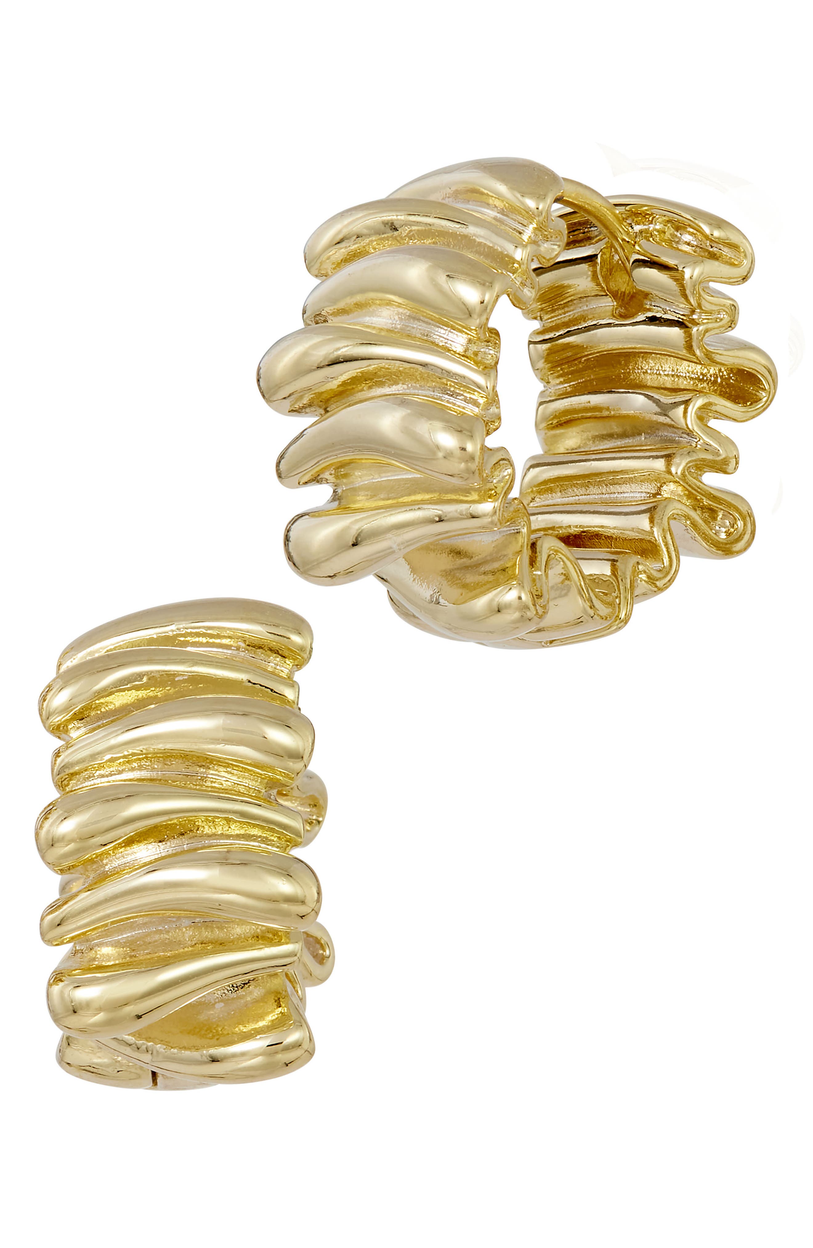 SAVVY CIE JEWELS 18K Gold Plated Wavy Huggie Hoop Earrings