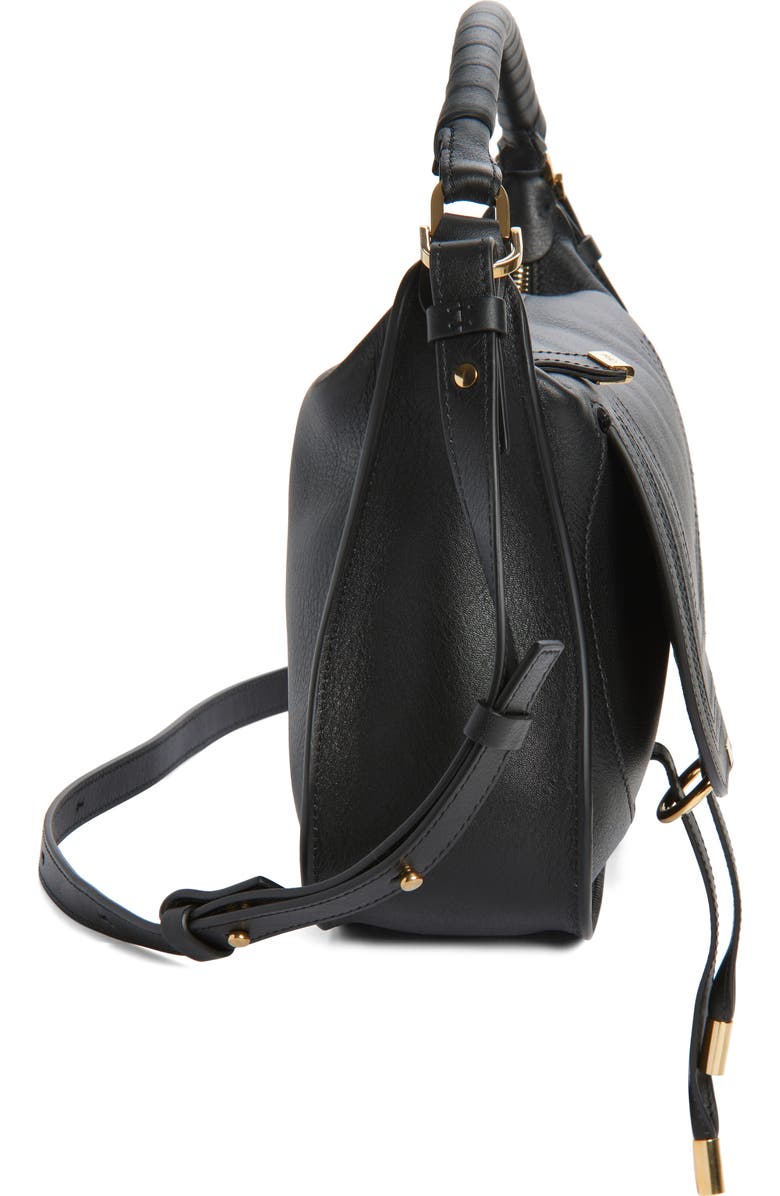 Chloé Small Marcie Leather Shoulder Bag, Alternate, color, Black