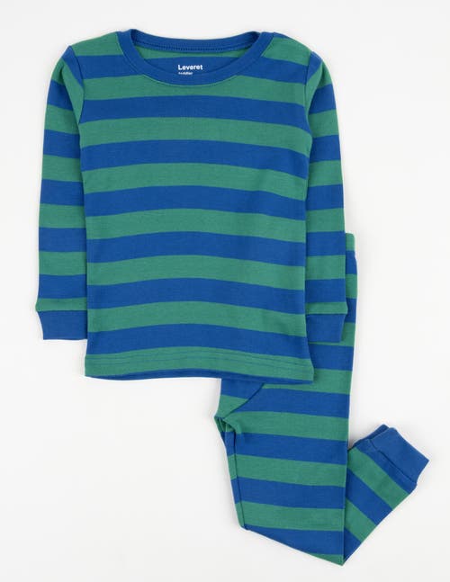 Leveret Kids Cotton Two-piece Pajamas, Stripes, Solids & Tie Dye In Blue