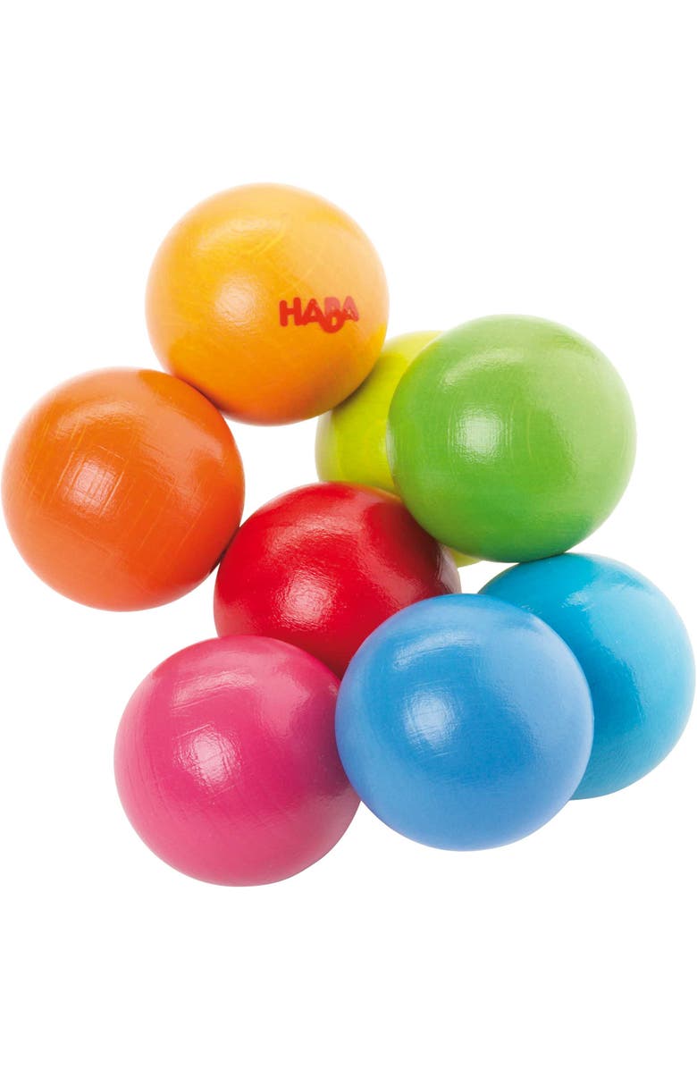 HABA Wooden Baby Teething Toy Magica, Sensory Grasping Rattle for Babies 6-24 Months, Safe & Colorful Sensory Toys for Babies and New Baby Gift, Main, color, Multi