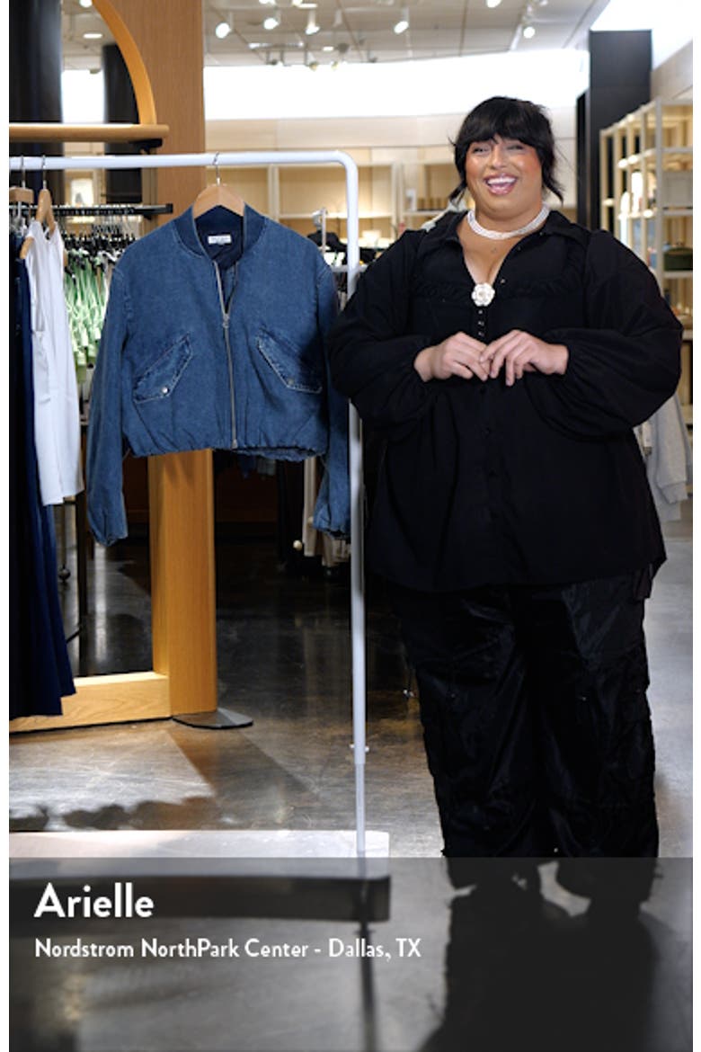 Maggie Crop Denim Bomber Jacket video