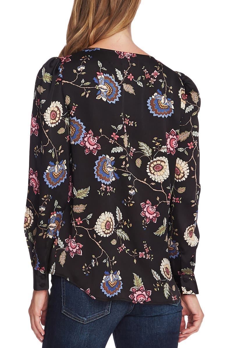 Vince Camuto Floral Puff Sleeve Top, Alternate, color, 