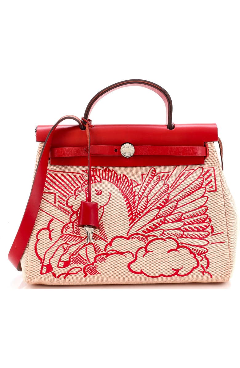 Pre-Owned Hermes Herbag Zip Pegase Pop Toile and Leather 31, Main, color, Rouge Piment