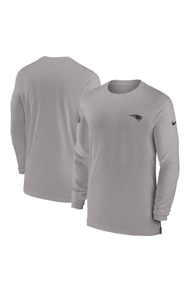 Nike Men's Nike Gray New England Patriots Sideline Coach Performance Long Sleeve T-Shirt, Main, color, Gray