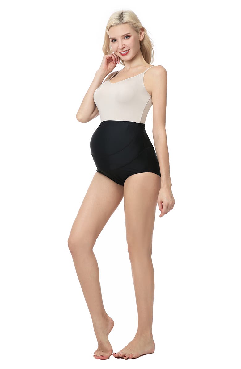 Kimi and Kai Kortney UPF 50+ Belly Support Maternity Bikini Bottoms, Alternate, color, Black