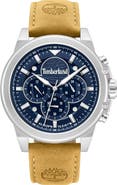 Timberland Fast Strike Chronograph Leather Strap Watch, 46mm