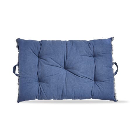 Blue Cotton Yarn Dyed Stone Wash Decorative Throw Pillow