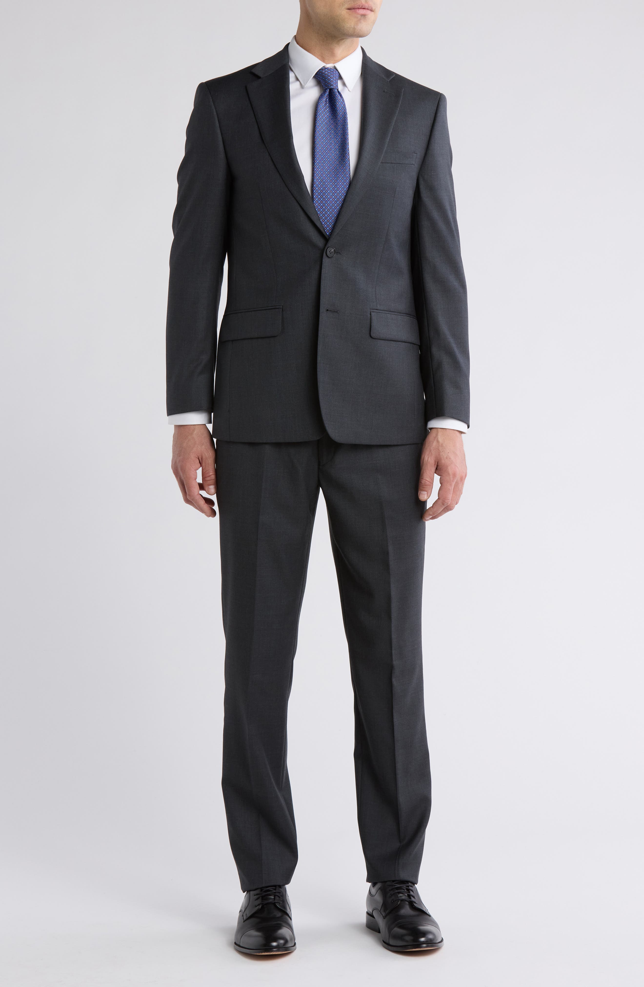 Calvin Klein Solid Two-Button Notched Lapel Slim Fit Suit
