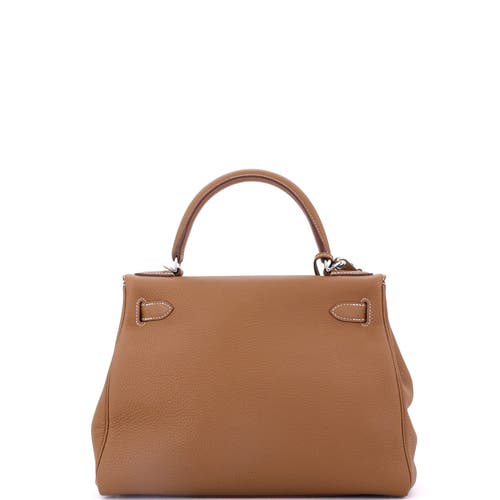Pre-owned Hermes Hermes Kelly Handbag Brown Togo With Palladium Hardware 28 In Gold