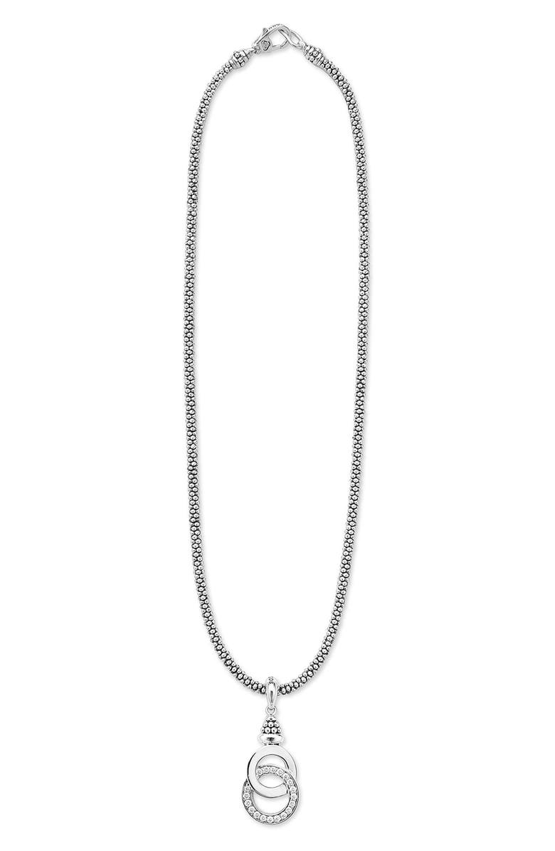 LAGOS Signature Caviar Interlocking Diamond Pendant Necklace, Alternate, color, Silver