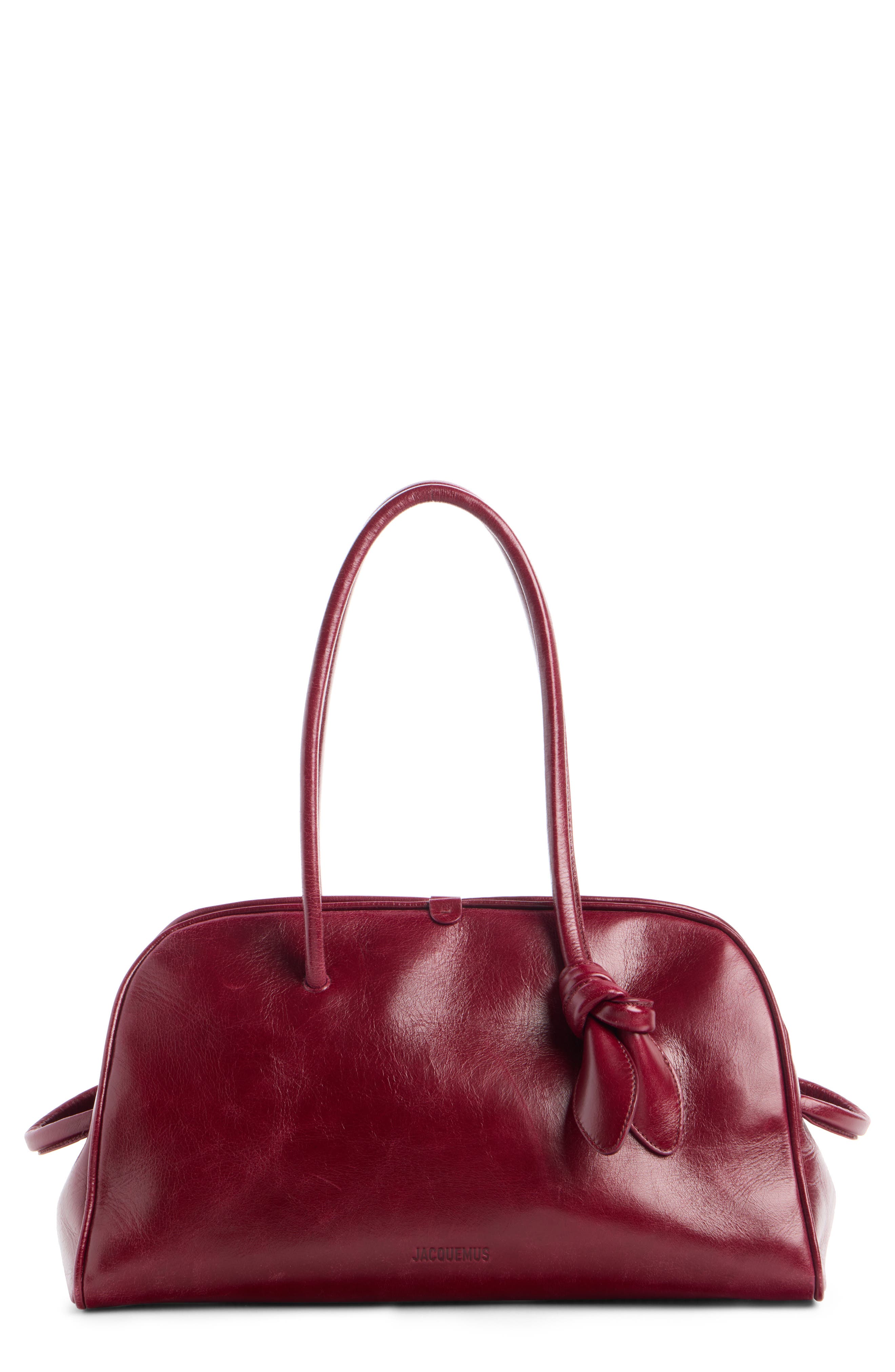 Jacquemus Le Turismo Leather Bowling Bag, Main, color, Burgundy 490