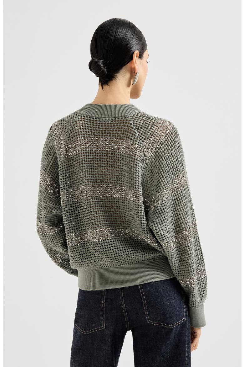 Cardigan with dazzling stripes, Alternate, color, Khaki