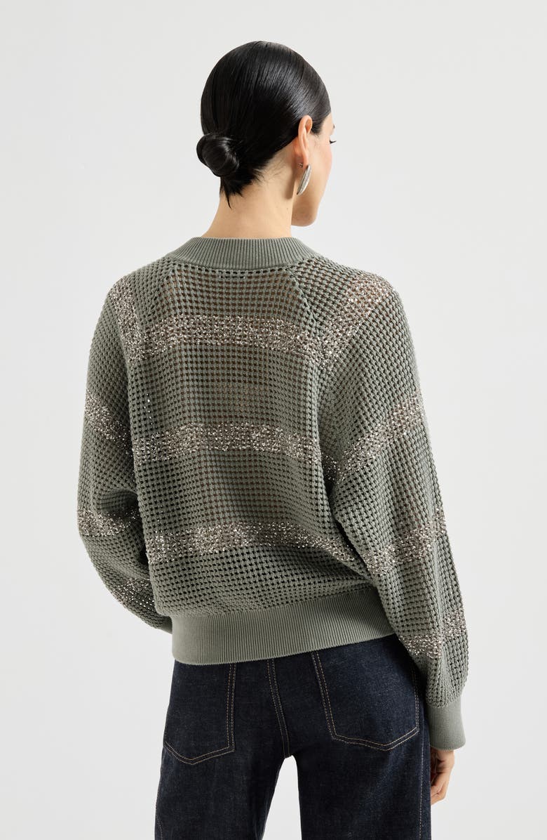 Brunello Cucinelli Cardigan with dazzling stripes, Alternate, color, Khaki