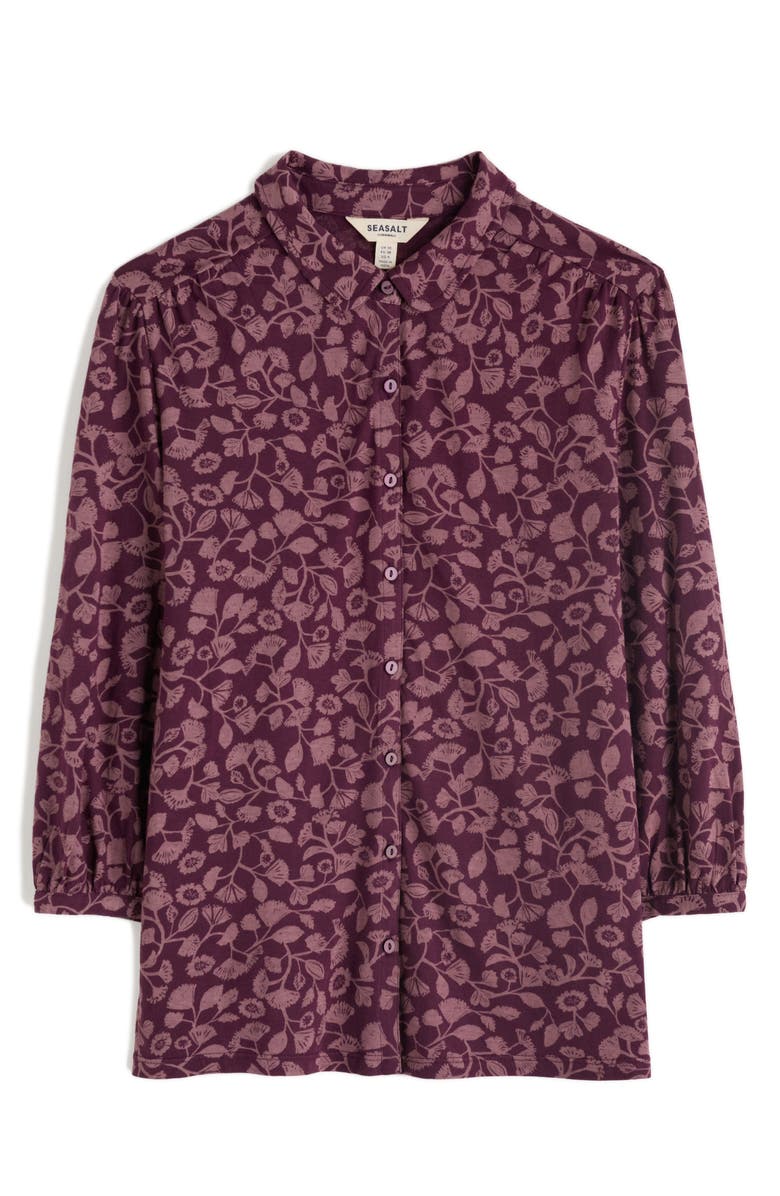 Seasalt Cornwall Embrace Floral Button-Up Shirt, Alternate, color, Autumn Stems Dark Hellebore