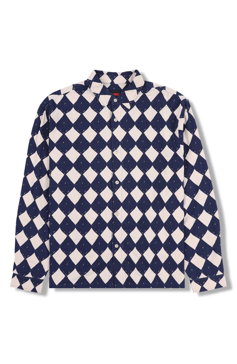 PLEASURES Diamond Print Button-Up Shirt, Alternate, color, 