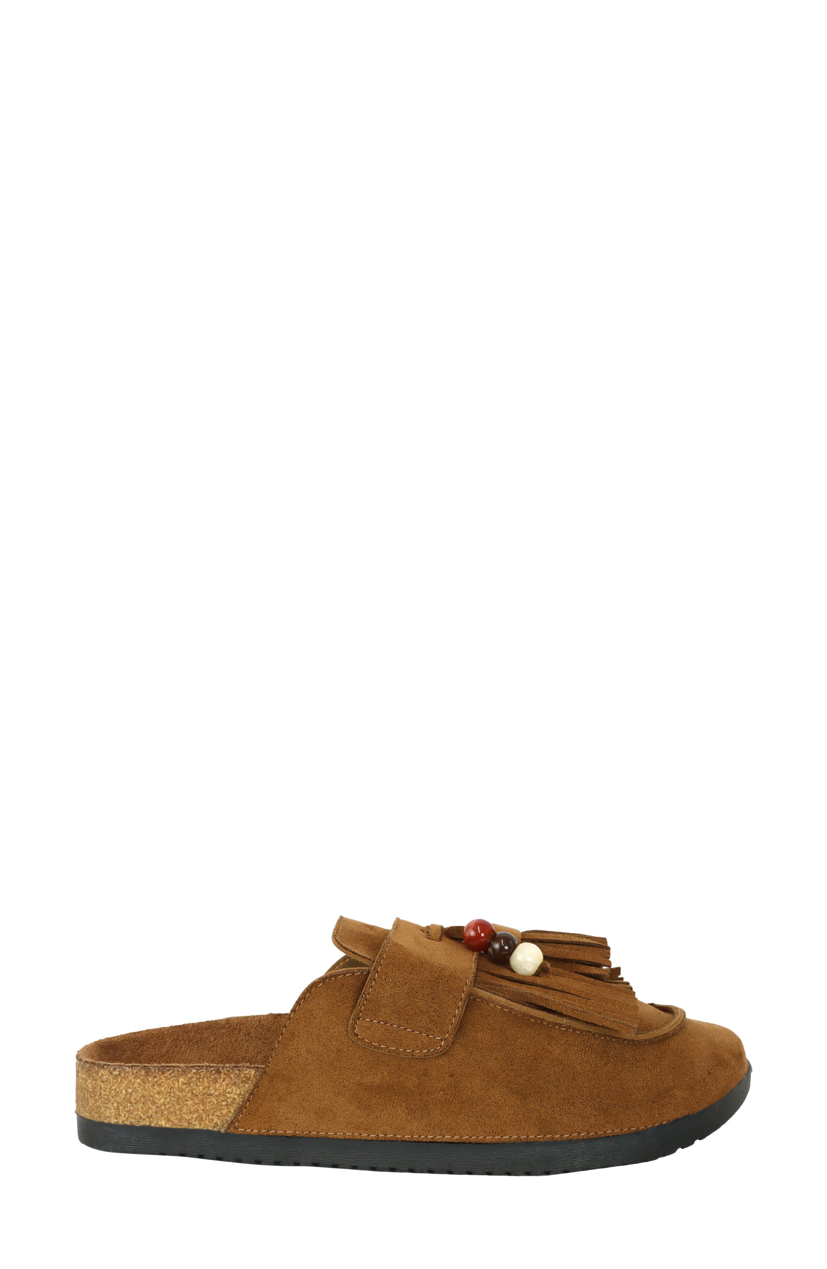 Emelia Tassel Clog, Alternate, color, CHESTNUT