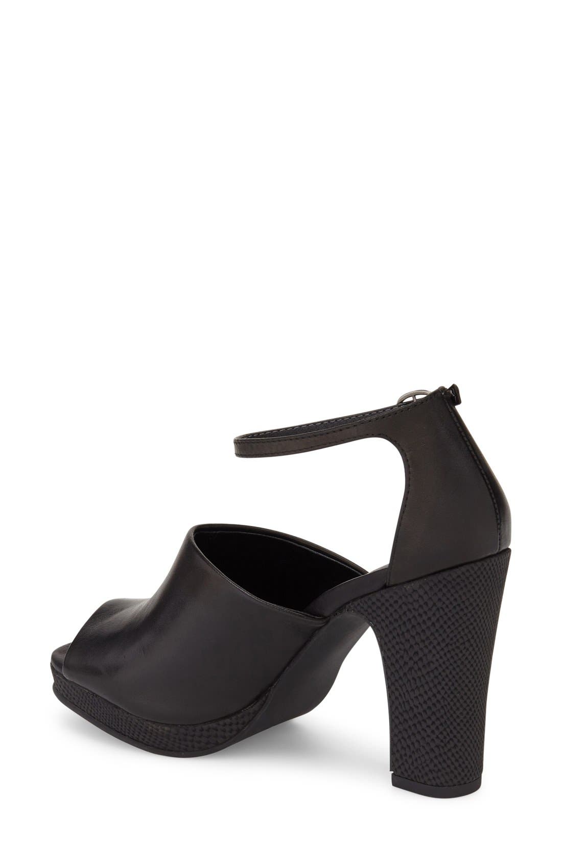 Ankle Strap Platform Sandal, Alternate, color, BLACK LEATHER