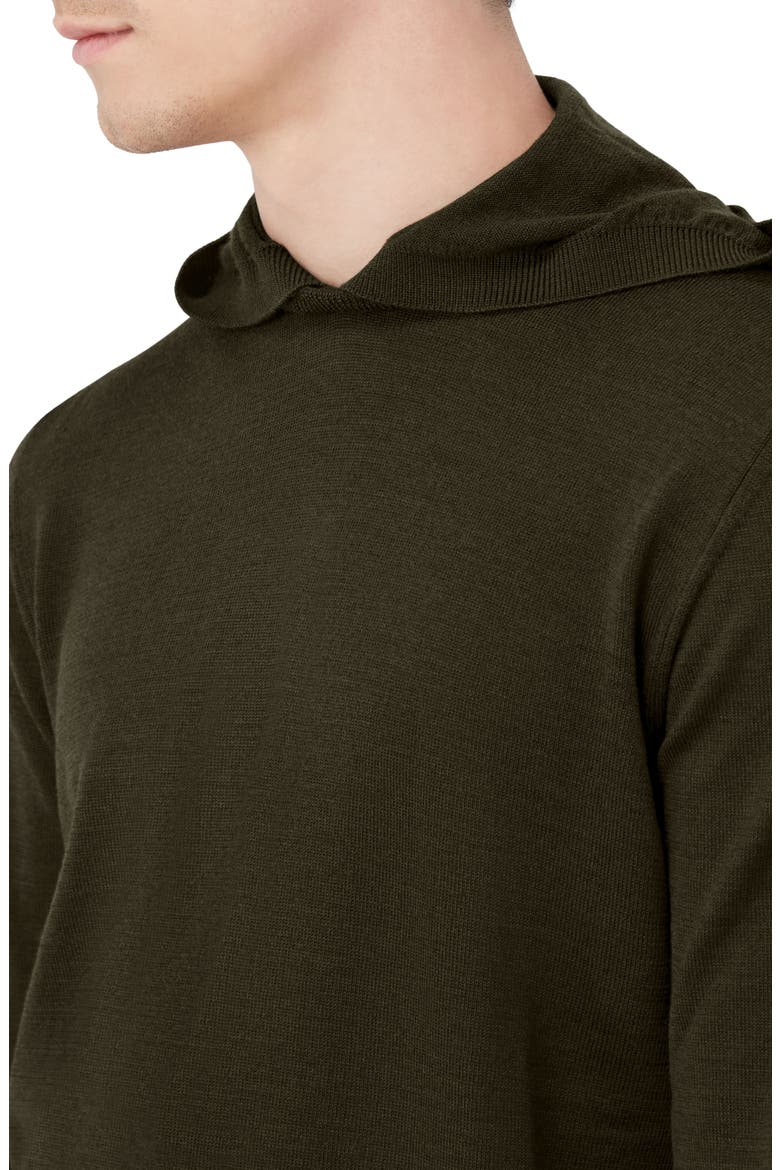 Merino Wool Hooded Sweater, Alternate, color, FOREST