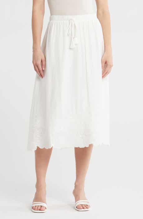 Adrianna Papell Floral Embroidered Hem Midi Skirt