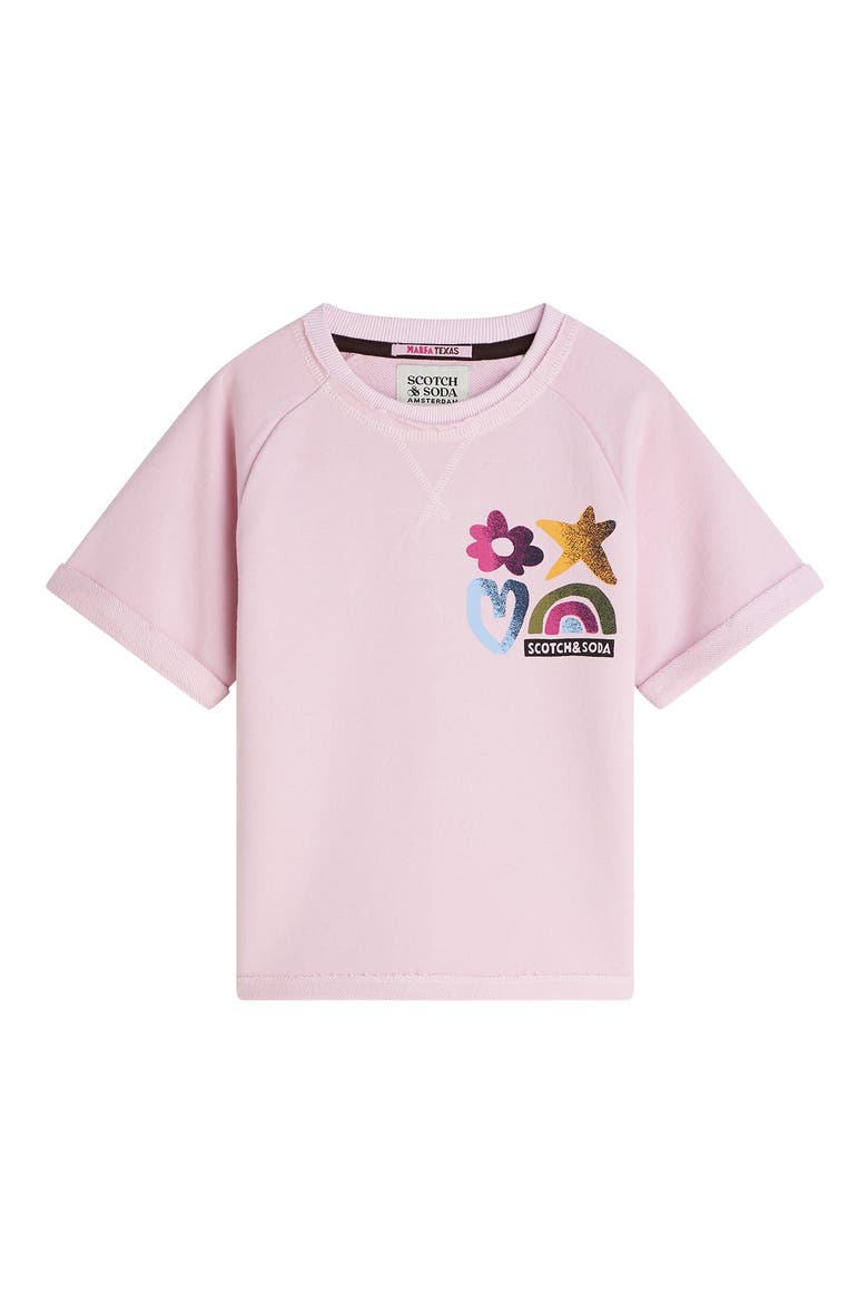Kids' Short Sleeve Cotton Graphic Sweatshirt, Main, color, LILAC SNOW