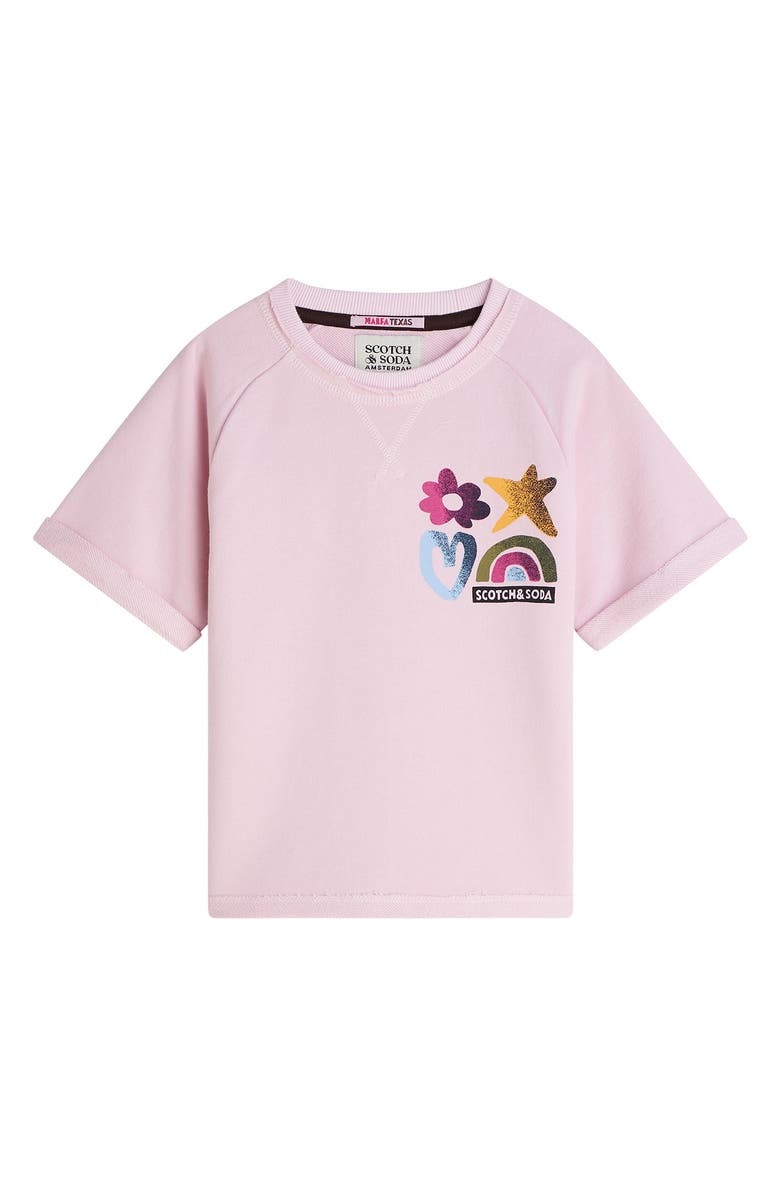 Scotch 
Soda Kids
 Short Sleeve Cotton Graphic Sweatshirt, Main, color, 