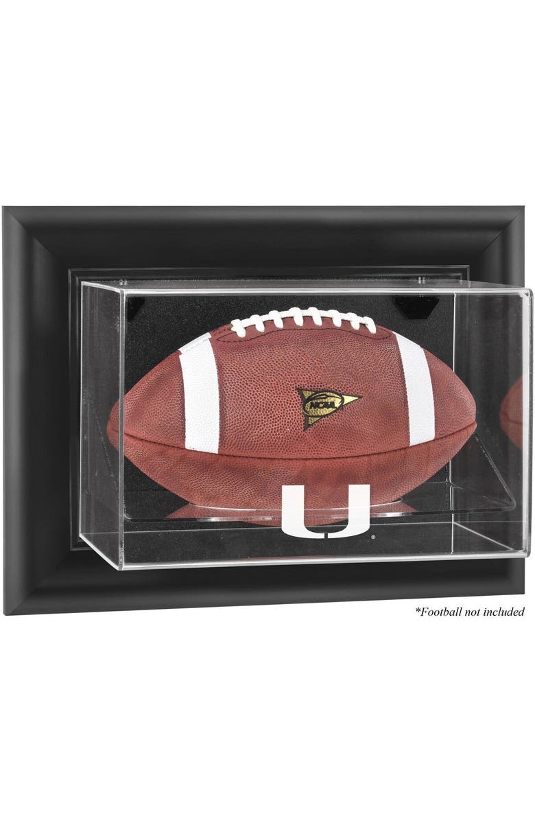 FANATICS AUTHENTIC Miami Hurricanes Black Framed Wall-Mountable Football Display Case, Main, color,