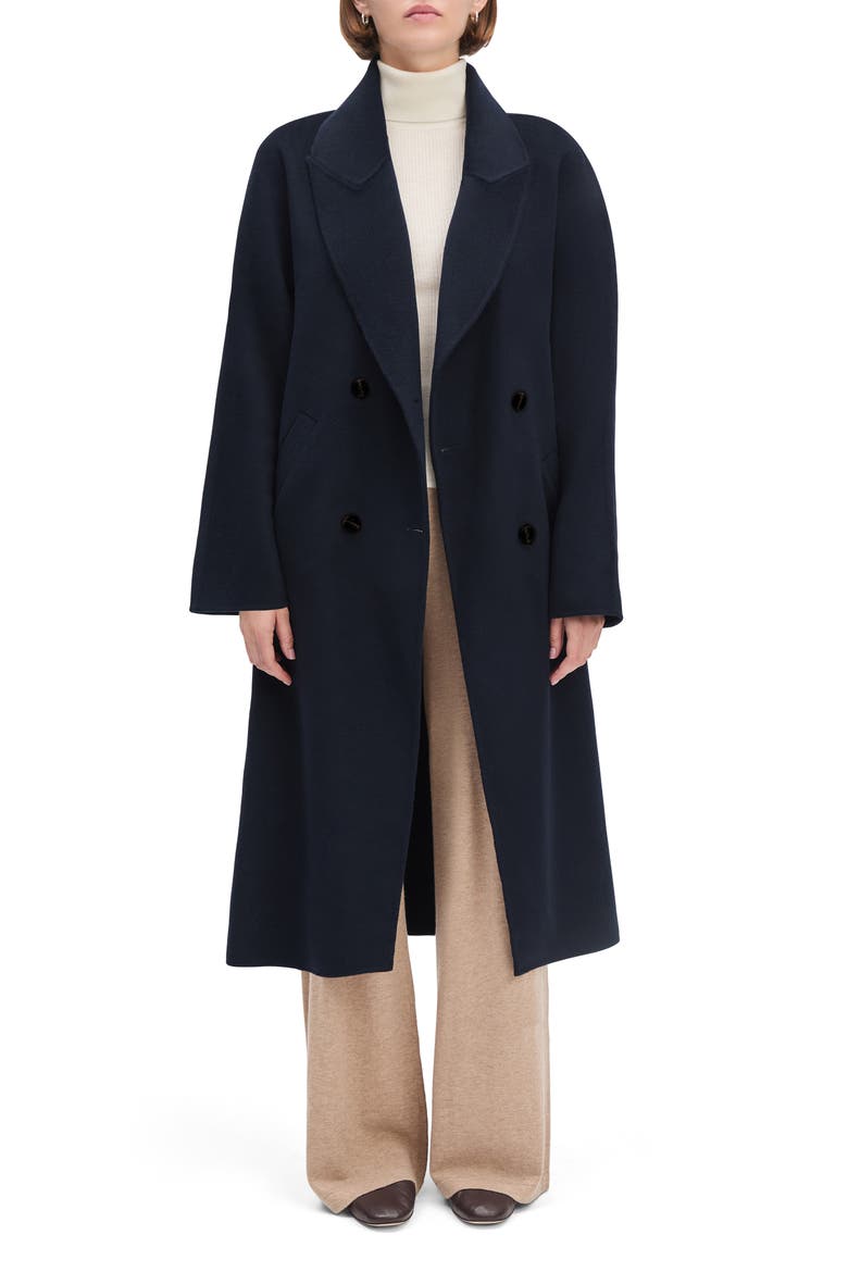 The Luca Wool Blend Double Breasted Coat, Main, color, NAVY