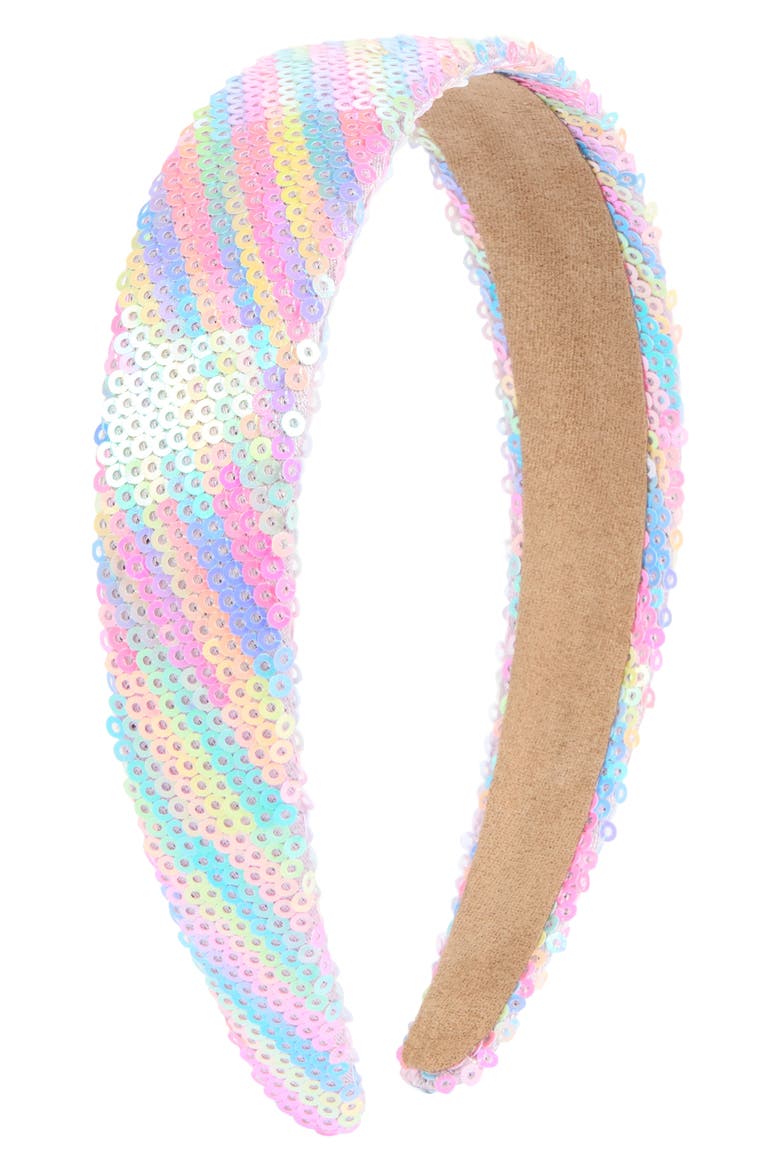 Rainbow Sequin Headband, Main, color, PINK MULTI