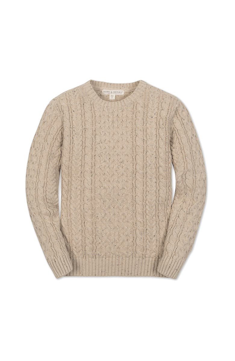 Hope & Henry Kids' Organic Long Sleeve Fisherman Cable Pullover Sweater, Main, color, Natural Fleck