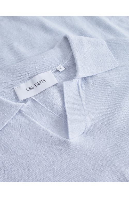 Les Deux Emmanuel Linen & Cotton Polo Sweater In Xenon Blue