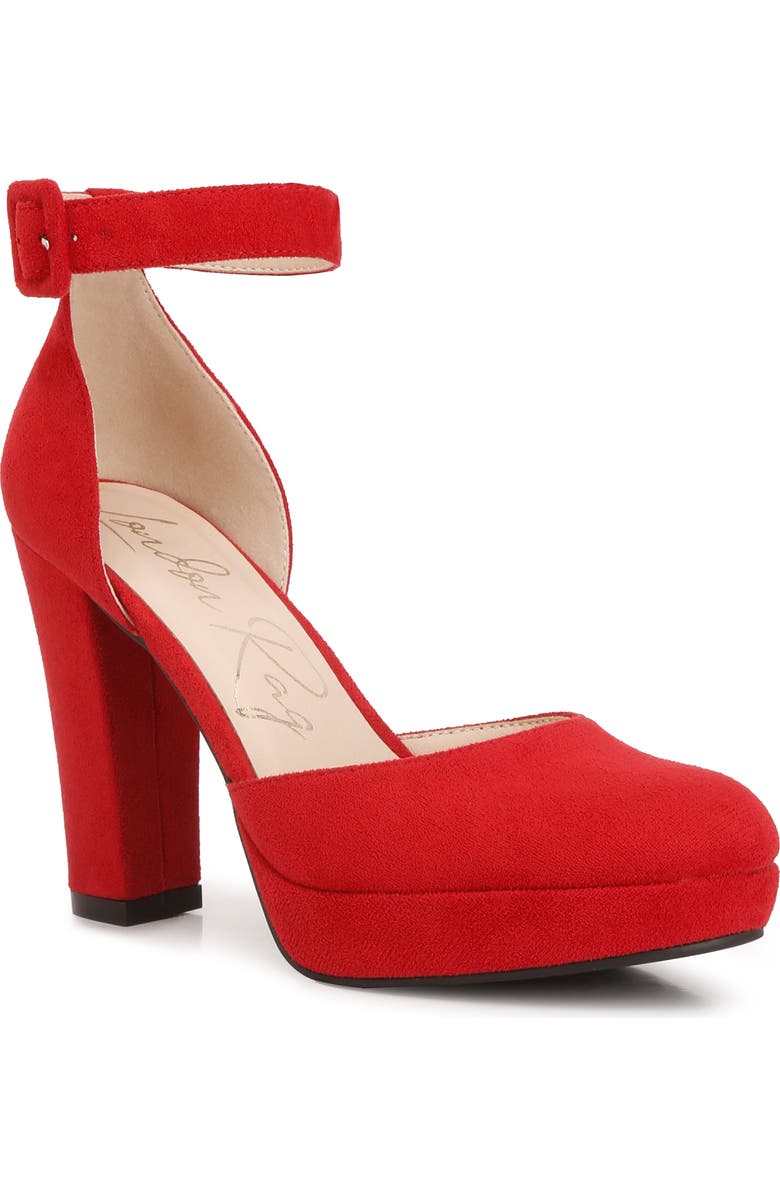 LONDON RAG Inigo Interchangeable Ankle Strap Platform Pump, Main, color, Red