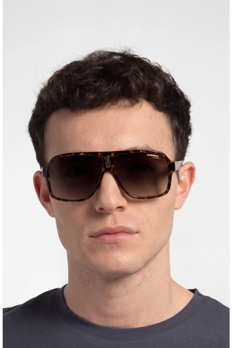 62mm Oversize Gradient Rectangular Sunglasses, Alternate, color, HAVANA/ BROWN SF